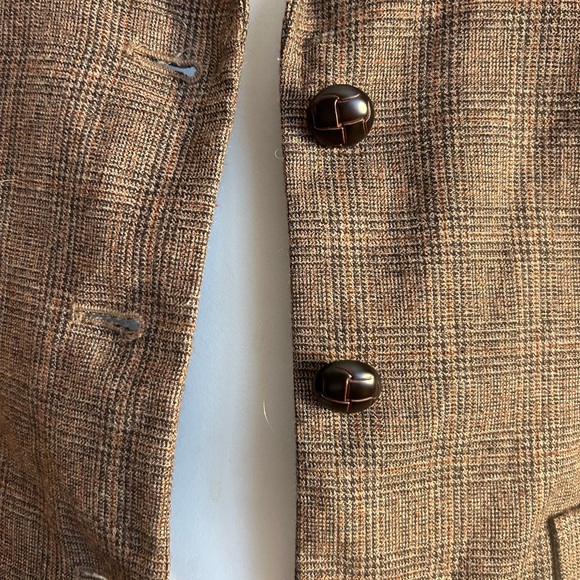 BANANA REPUBLIC FACTORY WOOL BLEND (2007) BROWN PLAID FITTED BLAZER SIZE 2 - Picture 4 of 10